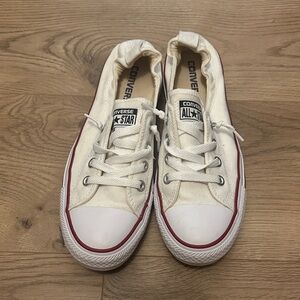 Converse Cream Low-Top Sneakers with Red Trim
